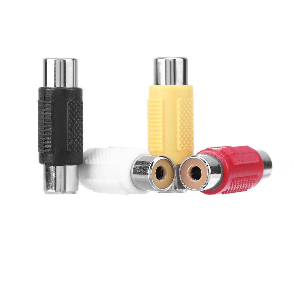 4pcs Gold-plated RCA Female to RCA Female Connector AV Plug Jack Adapter