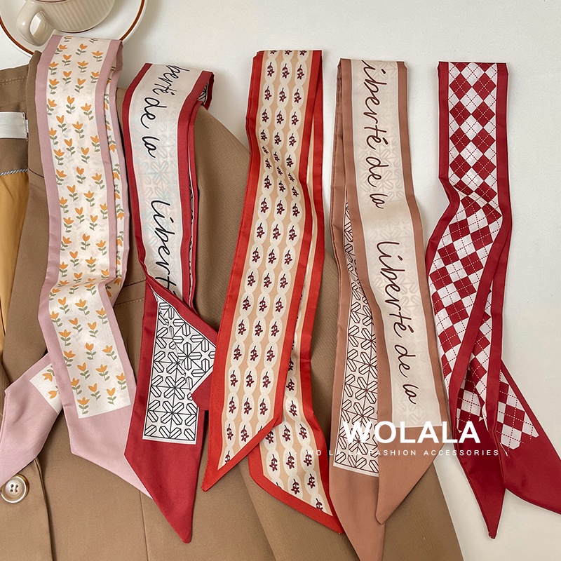 Khăn Lụa Quàng Cổ Dài Màu Đỏ Thời Trang Cho Nữ