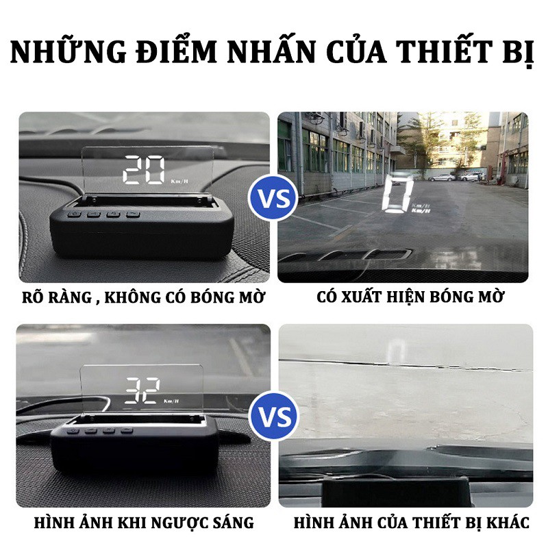 HUD Hiển Thị Tốc Độ Kính Lái Ô Tô VERSION 2 - Loại Tốt HUD C100