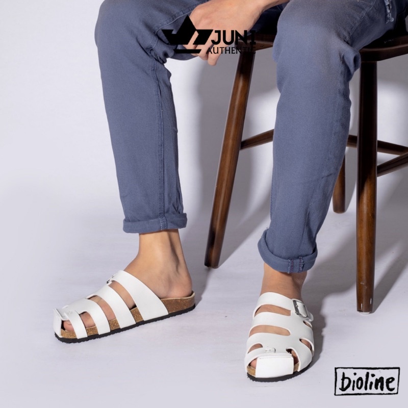 Dép rọ đế trấu BIRKEN dáng rọ màu trắng nam nữ thời trang cao cấp Unisex, đế bệt chính hãng Bioline Birken