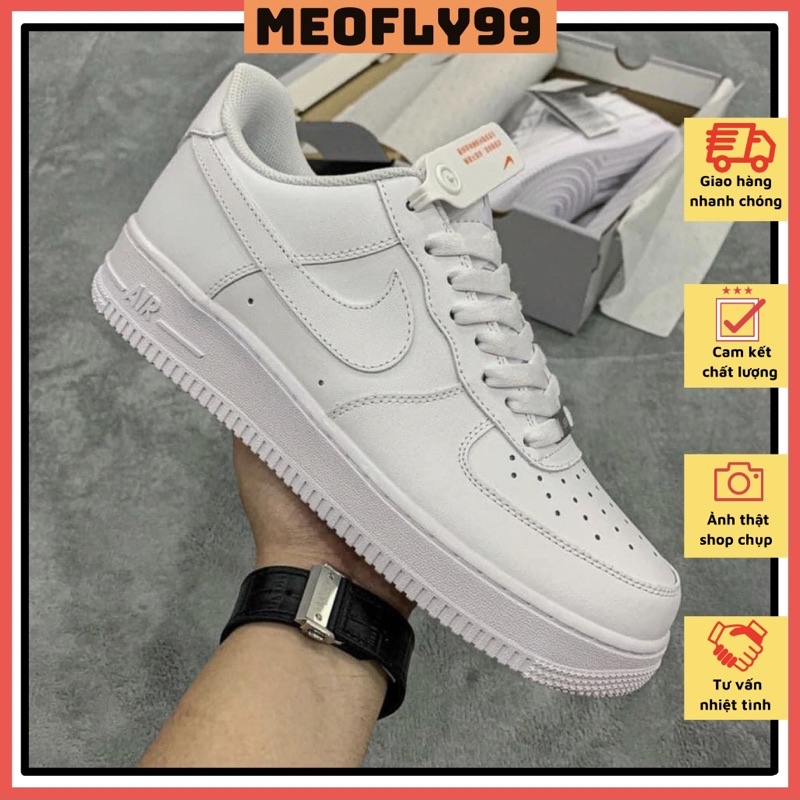 Giày Thể Thao AF1 Trắng, Sneaker Thấp Cổ Trắng Cao Cấp Bản SC (Ảnh Thật + Hàng Sẵn)