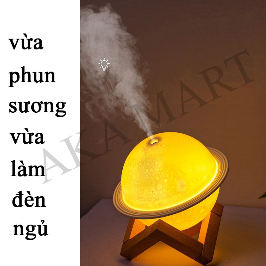 Máy phun sương mini tạo ẩm| Máy khuếch tán độ ẩm kết hợp làm đèn ngủ mặt trăng đẹp - AKA MART