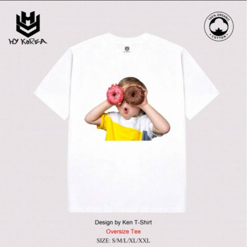 Áo thun nam nữ cậu bé cầm bánh chất cotton 100% chính hãng cao cấp, áo thun baby face hình cậu bé