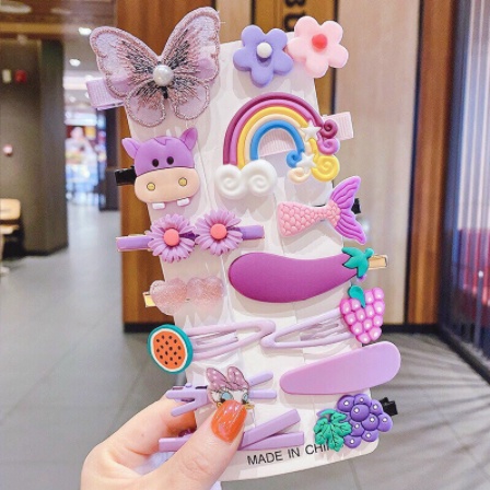 Set 14 kẹp tóc silicon màu sắc và hình dáng đa dạng đáng yêu cho bé gái