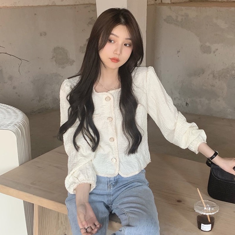 Áo Kiểu Tay Dài Phối Ren Họa Tiết Kẻ Sọc Thời Trang 2022 Cho Nữ