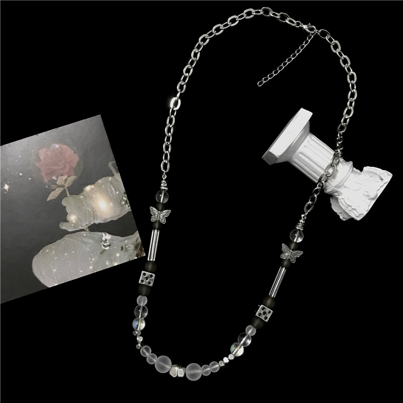 Dây chuyền mặt bướm xúc xắc phong cách hip hop Hàn Quốc đa năng cho nam nữ 22487