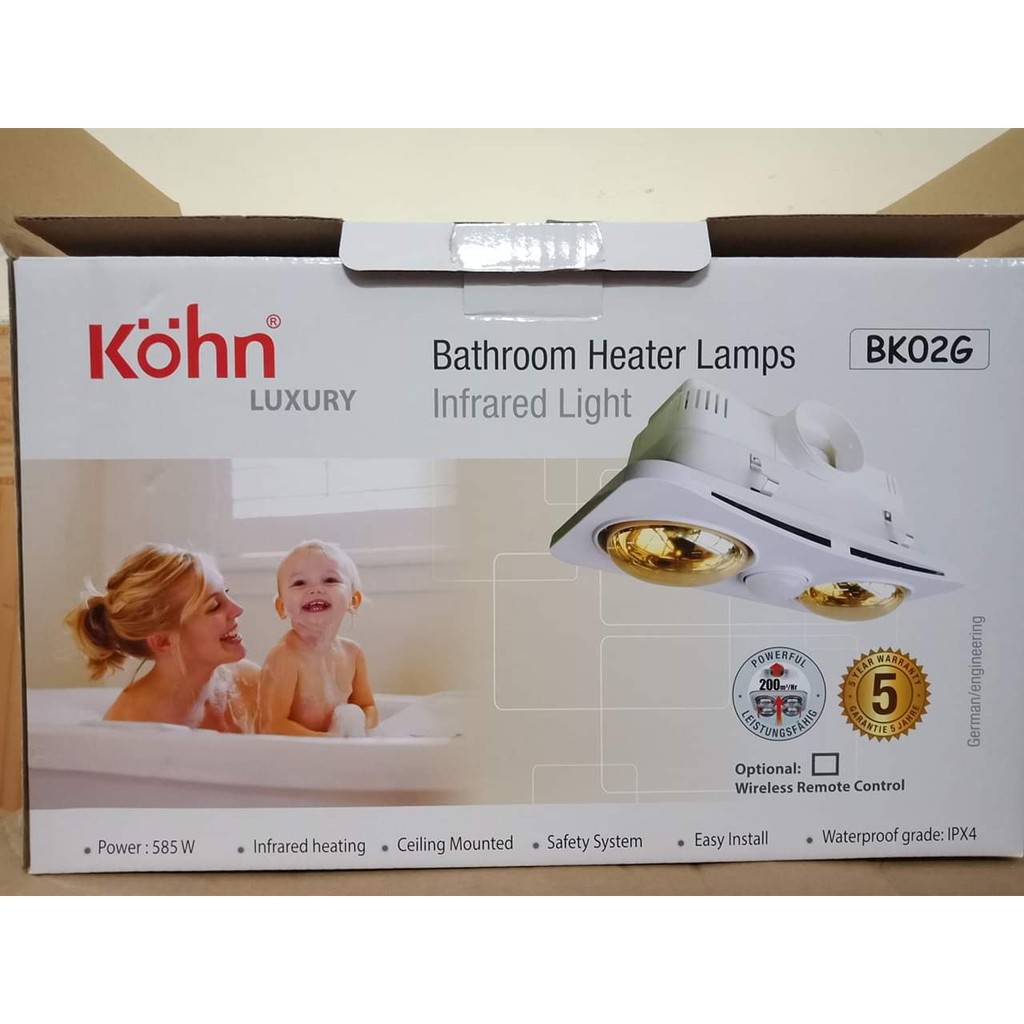 Đèn sưởi nhà tắm âm trần Braun Kohn BK02G tích hợp quạt thông gió