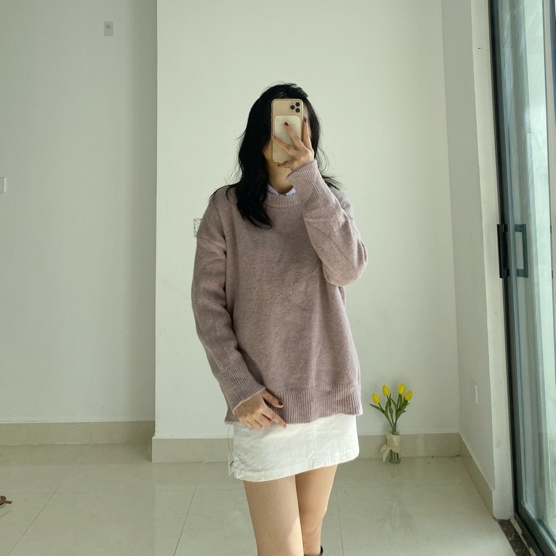 Áo Len trơn cổ tròn Freesize mềm mịn hàng Quảng Châu ẢNH THẬT LU CHỤP _ HÀNG CÓ SẴN