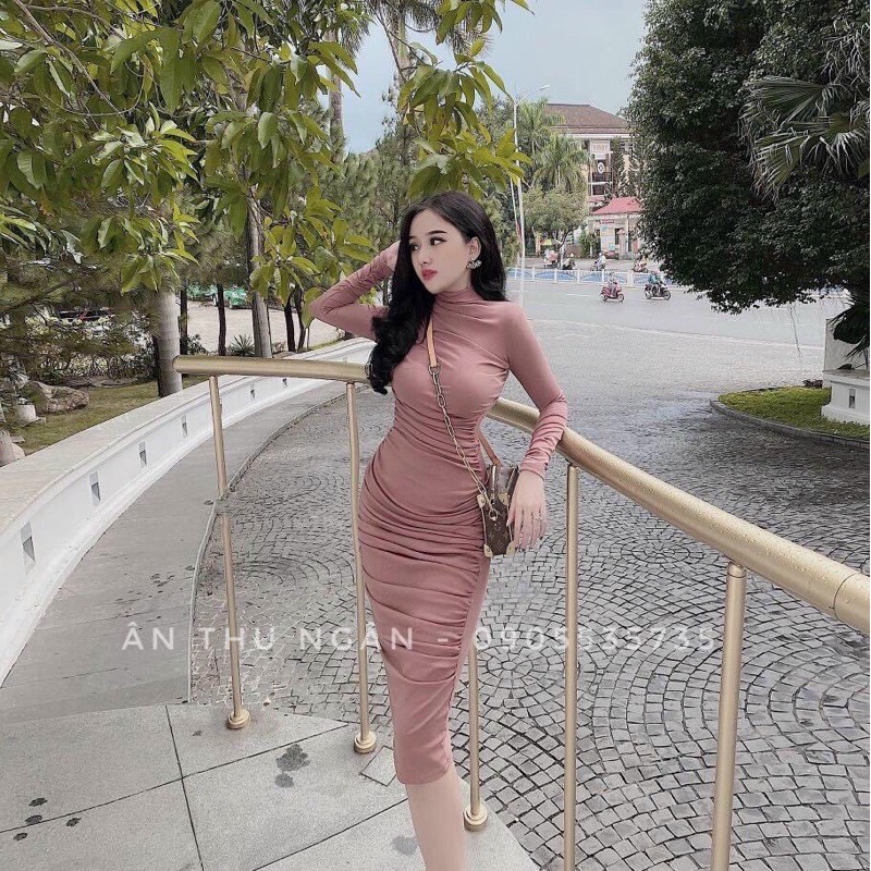 Đầm váy body nhún thân tay dài siêu tôn dáng nhé