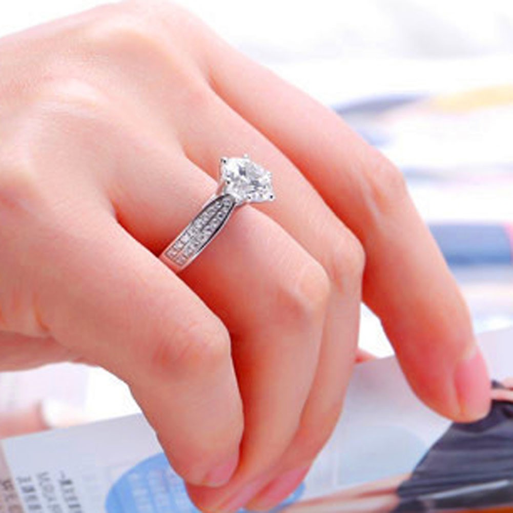 European Luxury Platinum Plated Diamond Ring S925 Silver Ring Silver