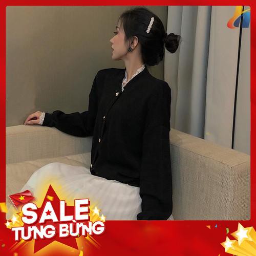 Áo khoác Cardigan tay dài phối ren phong cách retro thời trang cho nữ -Hàng nhập khẩu