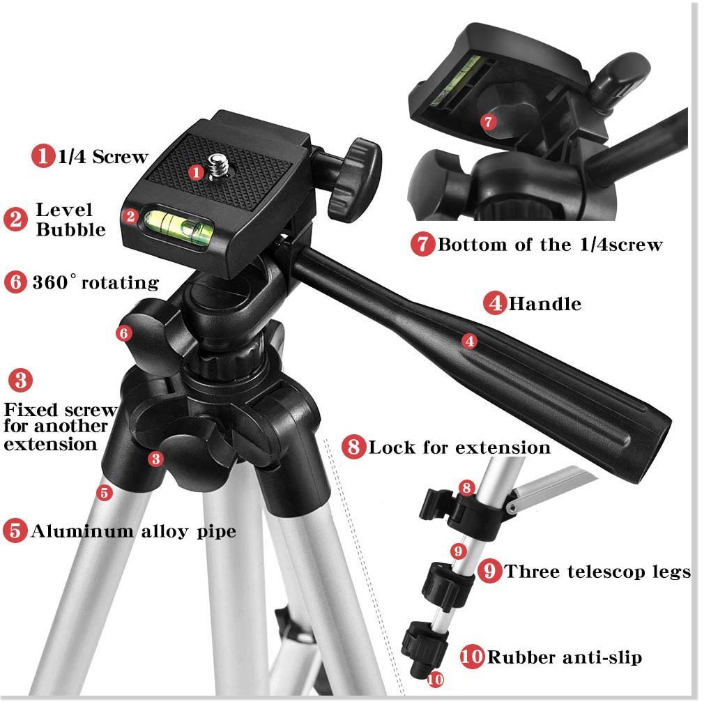 Chân máy ảnh Tripod   1 ĐỔI 1   Chân đế chụp hình đa năng cho điện thoại và máy ảnh cao cấp 9456