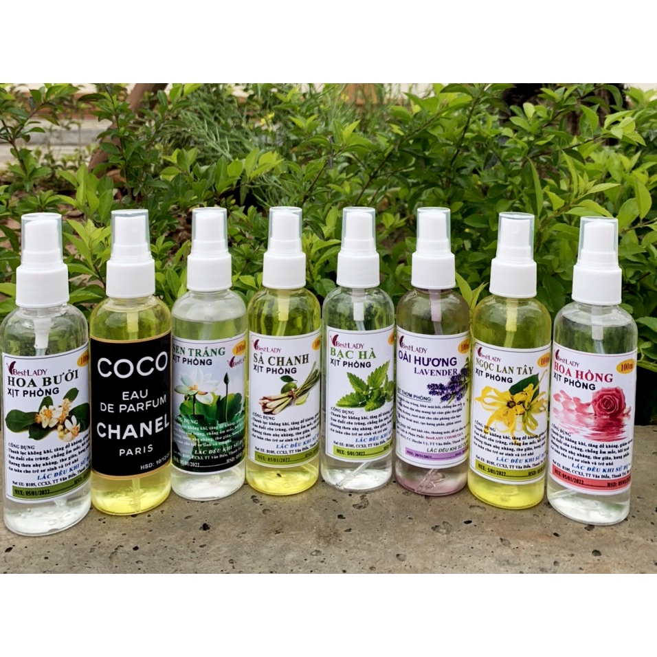 Nước hoa xịt  phòng cao cấp BestLADY : Hương CoCo Chanel ,Enchanteur, Hồng,Ly, Lavender, Hoa Nhài, Sả Chanh, Quế.,