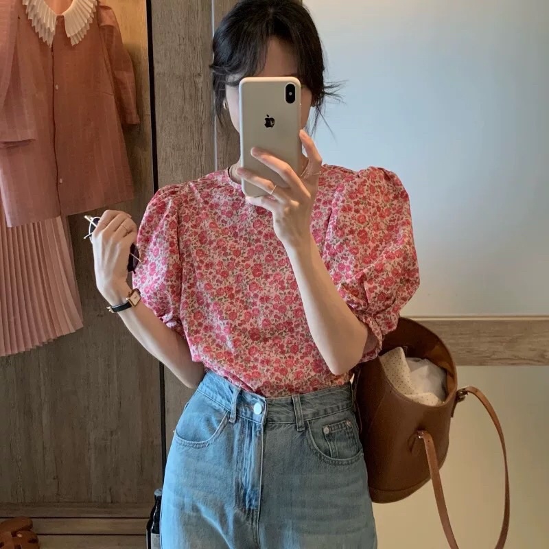 Áo sơ mi zara hoa hồng B-A-M STORE