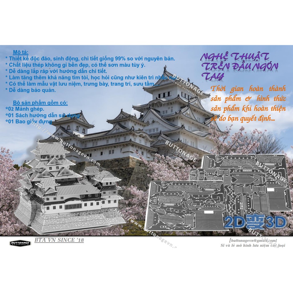 Mô Hình Lắp Ráp 3d Thành Himeji - Hạc Trắng