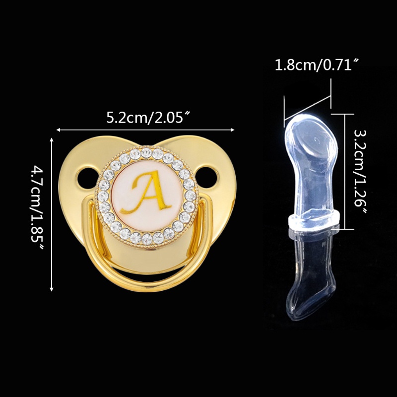 Núm ti giả 26 chữ cái bằng silicone đính đá cho bé