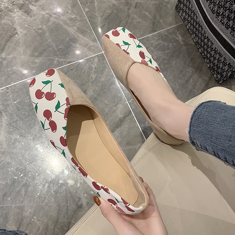 Giày búp bê IELGY đế mềm in họa tiết trái cây cho nữ