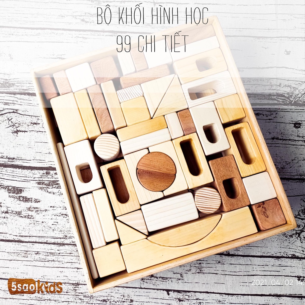 BỘ XẾP HÌNH KHỐI 99 MIẾNG BẰNG GỖ