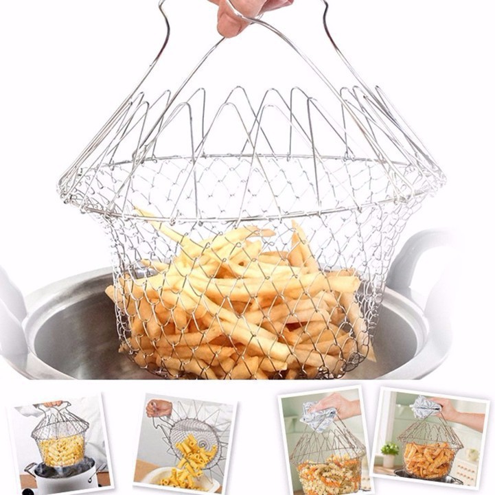 Rổ nhúng inox Chef Basket - Hỗ trợ nấu ăn những món như : Chiên, Luộc, Hấp, Để ráo dầu mỡ.