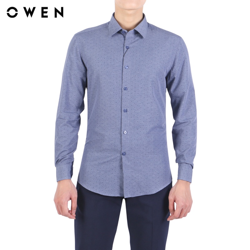 Áo sơ dài tay nam Owen Bamboo Slim Fit màu Navy - AS23302D