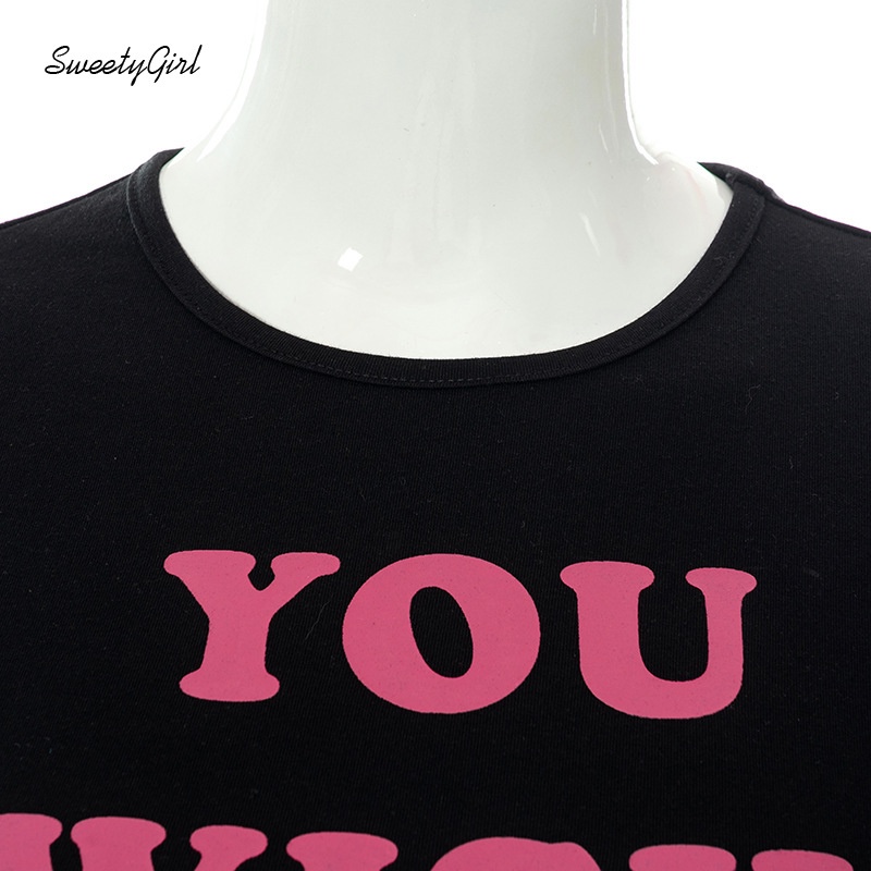 Áo Croptop Cổ Tròn Ngắn Tay In Chữ Thời Trang Dành Cho Nữ 2022