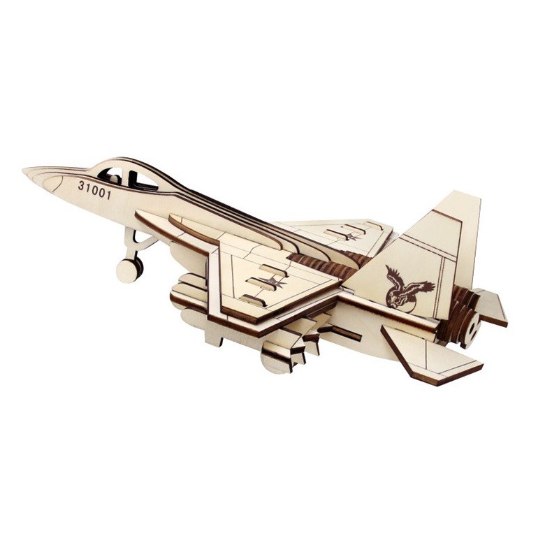 Đồ chơi lắp ráp gỗ 3D mô hình Máy bay J-31 - 84 mảnh ghép cắt lazer