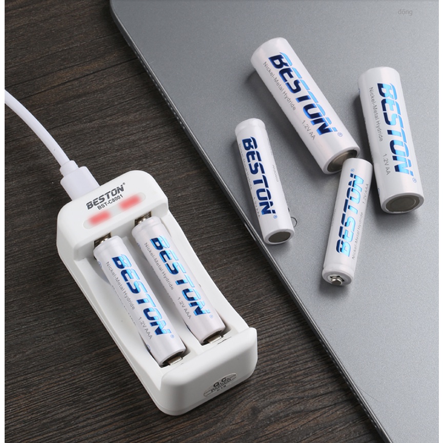 Bộ sạc pin 2 khe BESTON BST-C8001 ,Pin Sạc  AA 1200mah, có thể sạc từng viên.