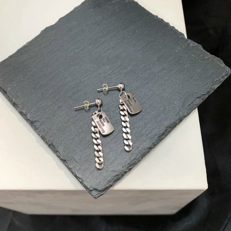 Khuyên Tai Dáng Vuông Phối Dây Xích Cá Tính Phong Cách Harajuku