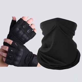 ComBo khăn bịt mặt đa năng kèm găng tay phượt cụt ngón, có gù bảo Vệ bàn tay