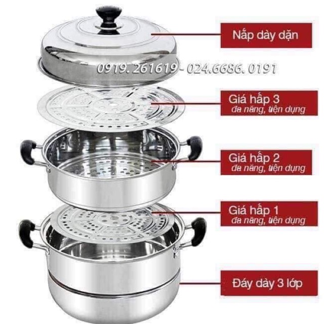 Bộ nồi hấp 3 tầng sezi 28cm