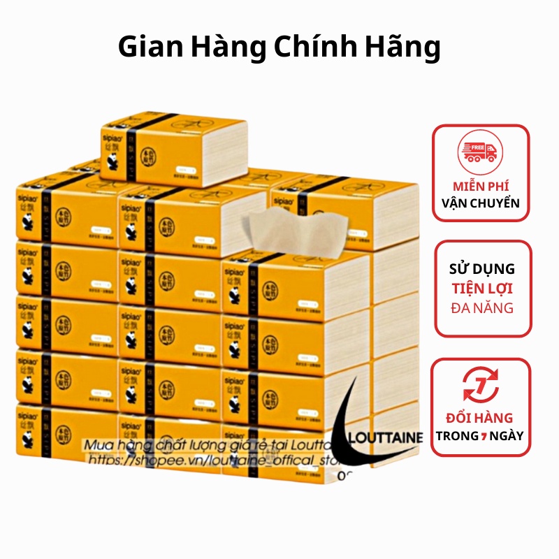 Giấy ăn gấu trúc Sipiao - Khăn giấy vệ sinh gấu trúc hộp rút tiện lợi, siêu dai siêu mềm mịn - hàng nội địa Trung chuẩn