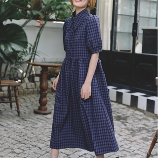 Chicka Chicka - Đầm cổ sơ mi Vintage pointed collar dress - Gingham