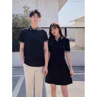 Áo váy đôi đen viền trắng