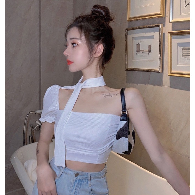 Áo thun COZOK tay phồng trễ vai thiết kế quyến rũ thời trang