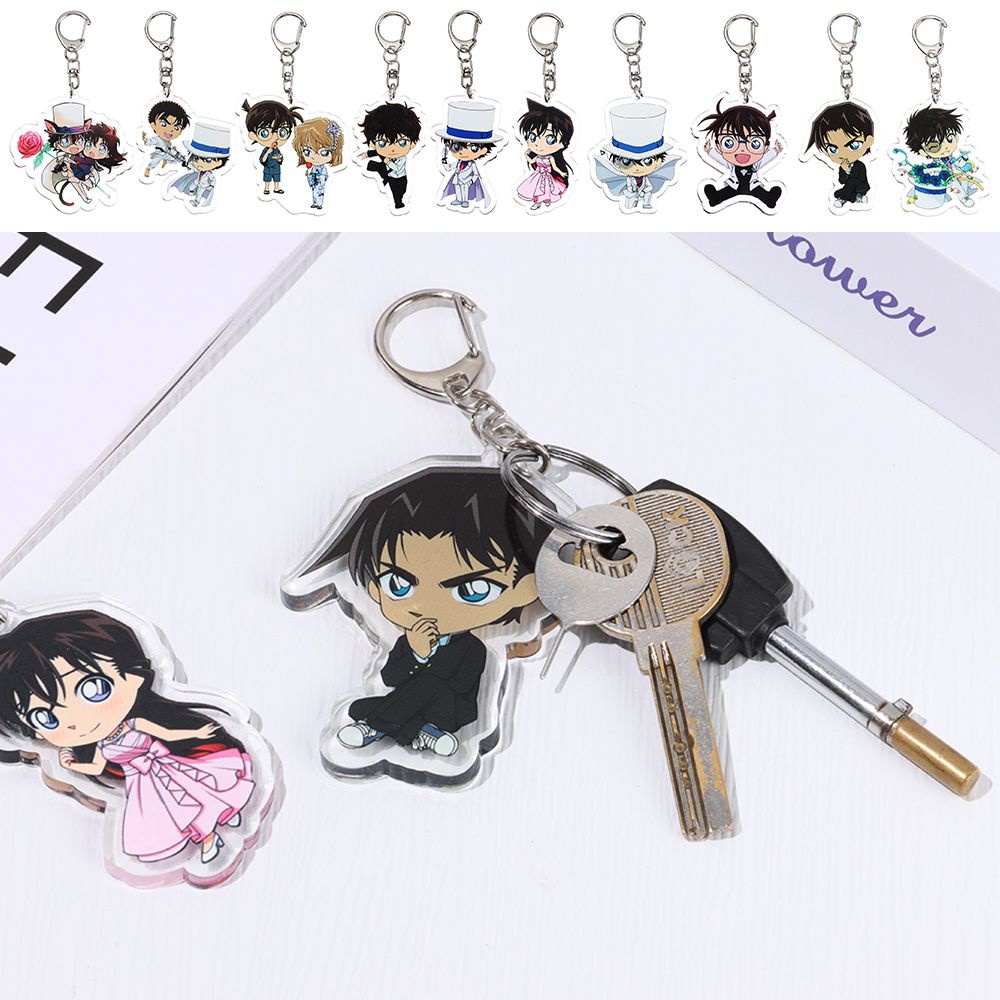 Móc khóa acrylic hình nhân vật anime Conan Kudo Shinichi Morilan hai mặt