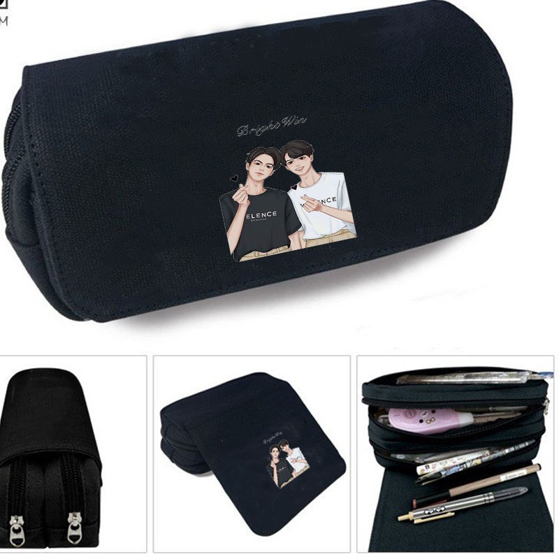 Hộp bút vải canvas in hình BRIGHTWIN 2gether BL Thái Lan dễ thương đi học đựng đồ dùng học tập tiện lợi