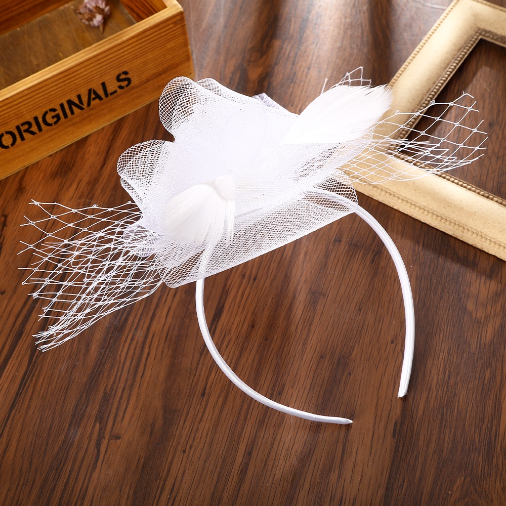 Mũ Lưới Đính Ngọc Trai Và Lông Vũ Mới Cho Nữ