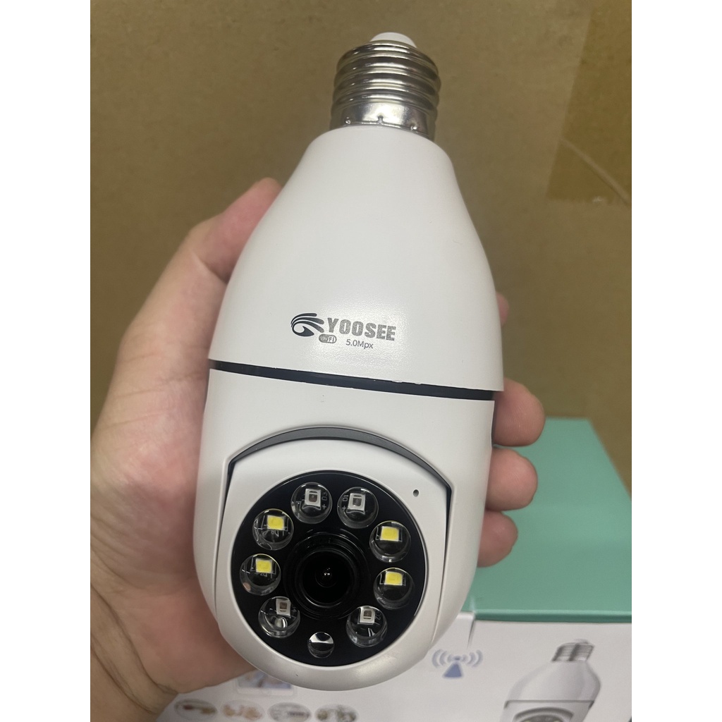 Camera Yoosee wifi bóng đèn Xoay 360°  5.0mpx FULL HD - Đàm Thoại Hai Chiều- Báo Động Chống Trộm- Ban Đêm Có Màu BH 12T