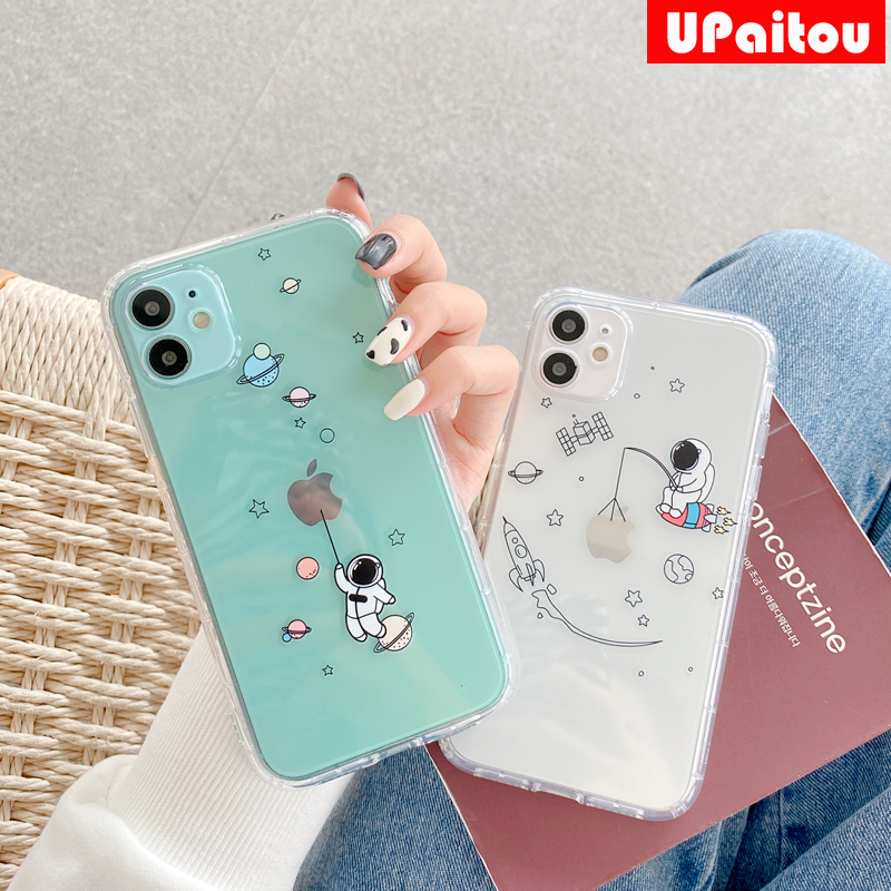 ốp điện thoại Silicone Họa Tiết Phi Hành Gia Dễ Thương Cho Iphone 12 11 Pro Max 12 Mini X Xr Xs Max 8 7 Plus