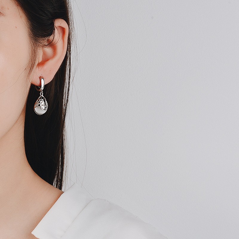 Bông Tai Mạ Bạc 925 Hình Hoa Đính Ngọc Trai Thời Trang