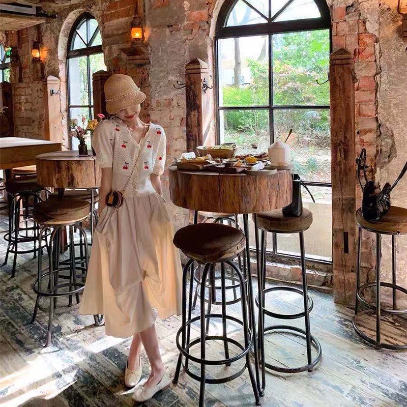 Áo Sweater Dệt Kim Thêu Hình Trái Cherry Xinh Xắn Cho Nữ