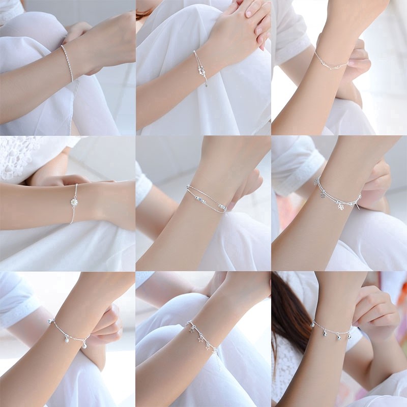 Vòng Tay Bạc 925 Thiết Kế Nhiều Kiểu Dáng Thời Trang Xinh Xắn Dành Cho Nữ Giá Rẻ.