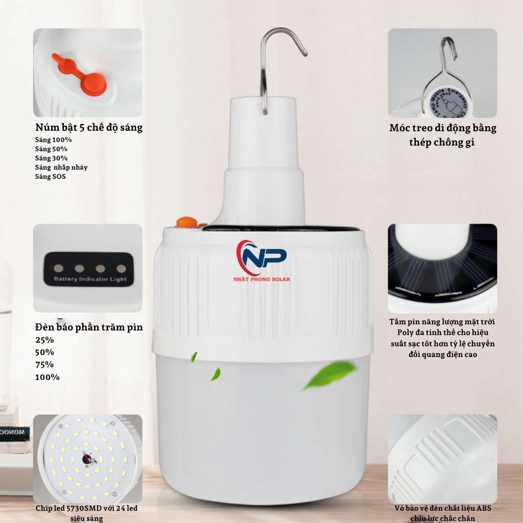 Đèn năng lượng mặt trời, đèn BULD SL-24 tích điện ,SHOPNHATPHONG, công suất 100W,cảm biến ánh sáng, có điều khiể IP65
