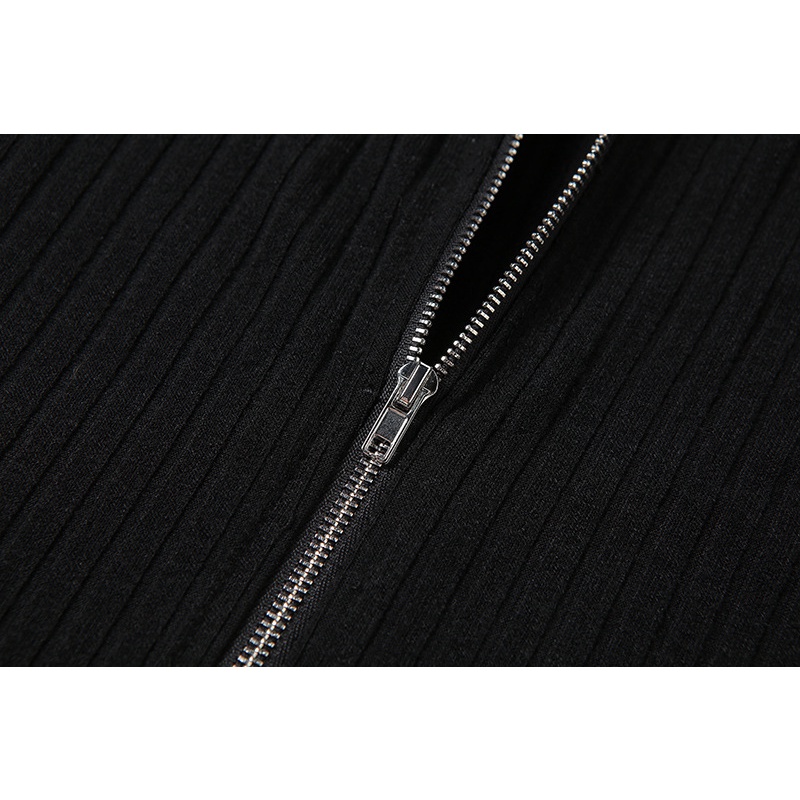 Áo Khoác Nhung Tay Dài Phối Khóa Kéo Thời Trang Đường Phố Cá Tính Cho Nữ