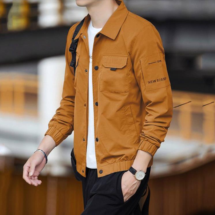 Áo khoác kaki vải dày 2 lớp bomber phối túi trơn cá tính đẹp-A1010