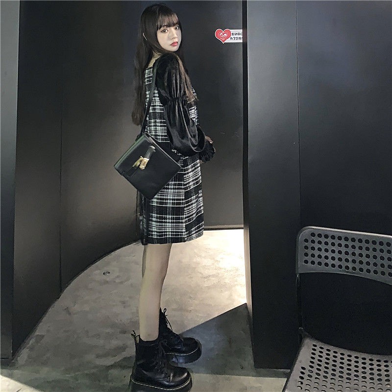 Váy Chữ A Tay Dài Kẻ Sọc Caro Trẻ Trung Hợp Thời Trang Cho Bạn Gái | BigBuy360 - bigbuy360.vn