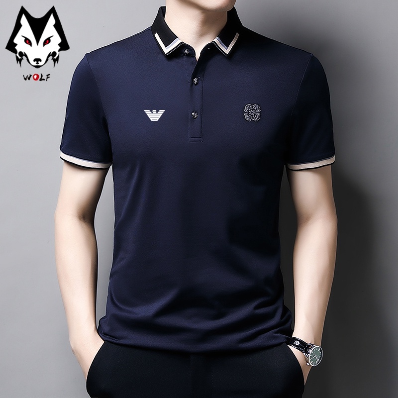 Áo polo tay ngắn họa tiết kẻ sọc 3 màu thời trang công sở cho nam