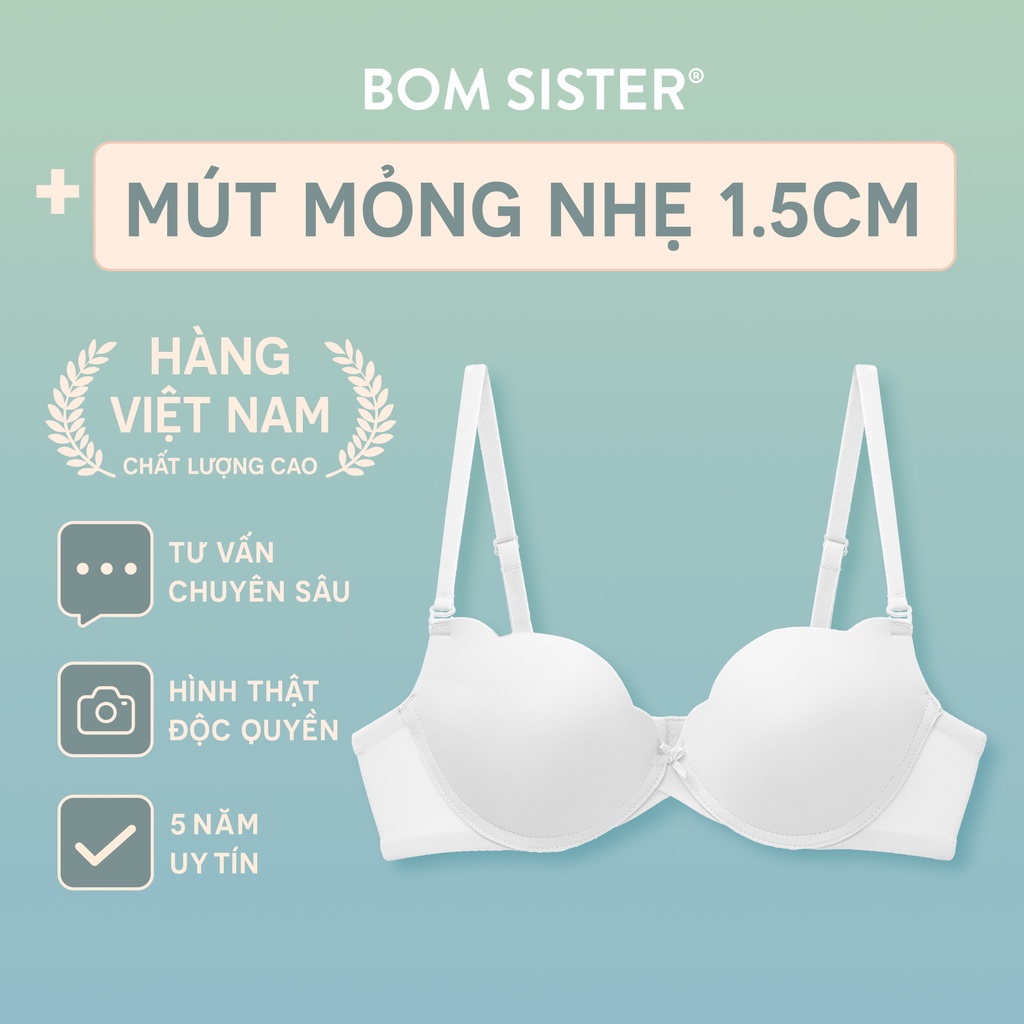 Áo lót mút mỏng có gọng thun lạnh màu trơn nâng ngực tự nhiên BOM SISTER MU1002