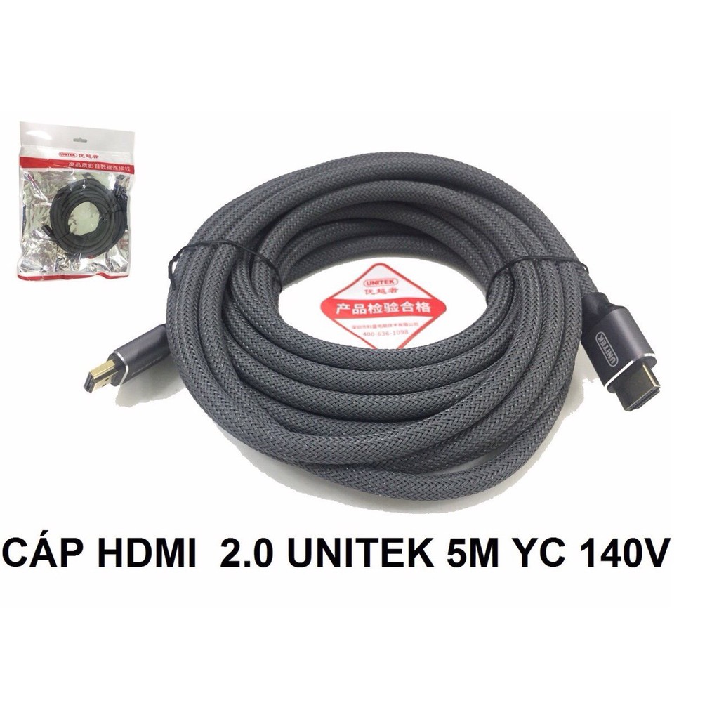 [Mã ELFLASH5 giảm 20K đơn 50K] Cáp HDMI cáp màn hình TV 2 đầu HDMI 2.0 UNITEK 1.5m YC 137V , 3m YC 139V , 5m YC 140V