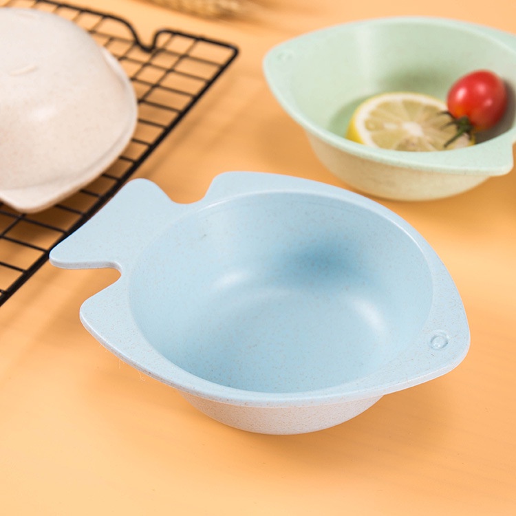 Chén Ăn Ngũ Cốc, Bát Ăn Dặm Cho Bé, Bát Ăn Cơm Canh Hình Con Cá Làm Từ Nhựa Lúa Mạch An, Màu Pastel Siêu Xinh
